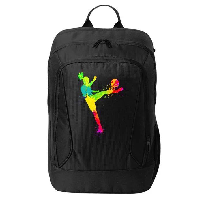 Cool Colorful Soccer Girl Soccer Player City Backpack