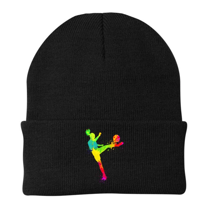 Cool Colorful Soccer Girl Soccer Player Knit Cap Winter Beanie