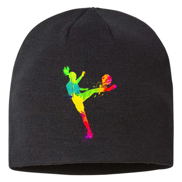 Cool Colorful Soccer Girl Soccer Player 8 1/2in Sustainable Knit Beanie