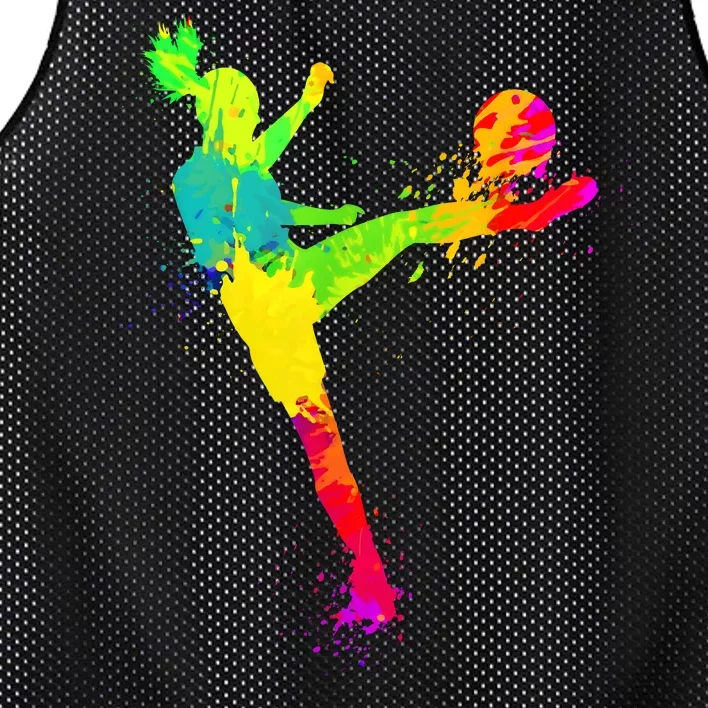 Cool Colorful Soccer Girl Soccer Player Mesh Reversible Basketball Jersey Tank