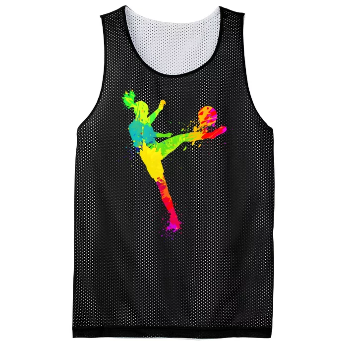 Cool Colorful Soccer Girl Soccer Player Mesh Reversible Basketball Jersey Tank