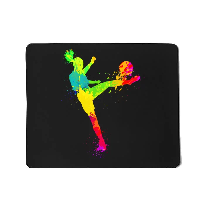 Cool Colorful Soccer Girl Soccer Player Mousepad