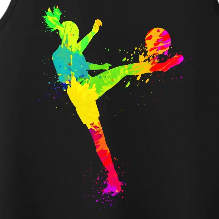 Cool Colorful Soccer Girl Soccer Player Performance Tank