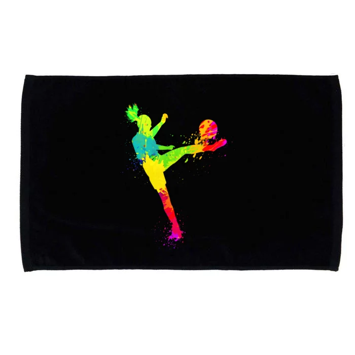 Cool Colorful Soccer Girl Soccer Player Microfiber Hand Towel