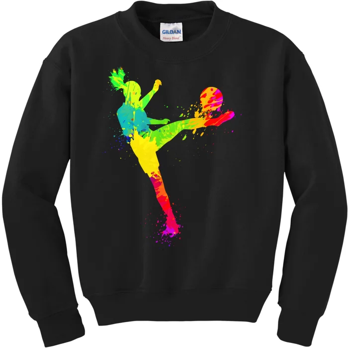 Cool Colorful Soccer Girl Soccer Player Kids Sweatshirt