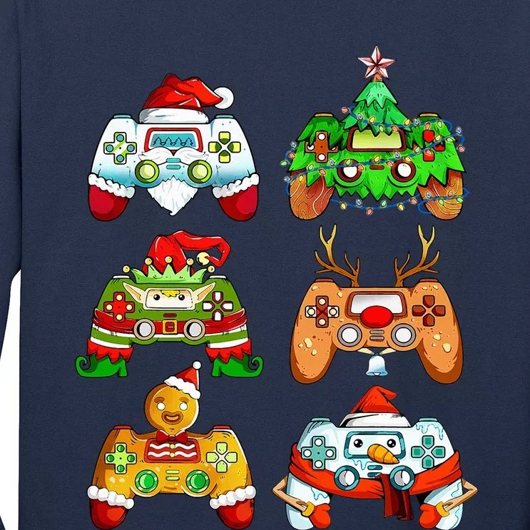 Christmas Santa Elf Gaming Controllers Snowman Long Sleeve Shirt