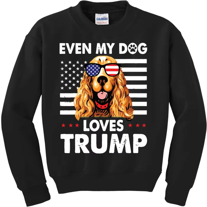 Cocker Spaniel Even My Dog Loves Trump Funny Kids Sweatshirt