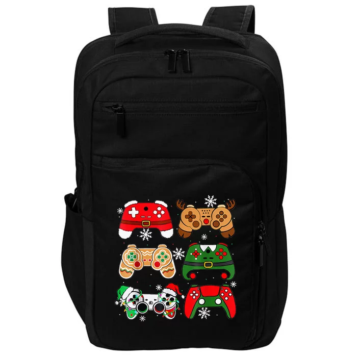 Christmas Santa Elf Gaming Controllers Gamer Impact Tech Backpack