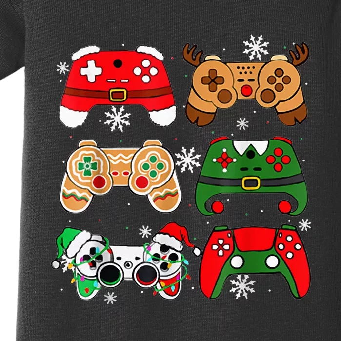 Christmas Santa Elf Gaming Controllers Gamer Baby Bodysuit