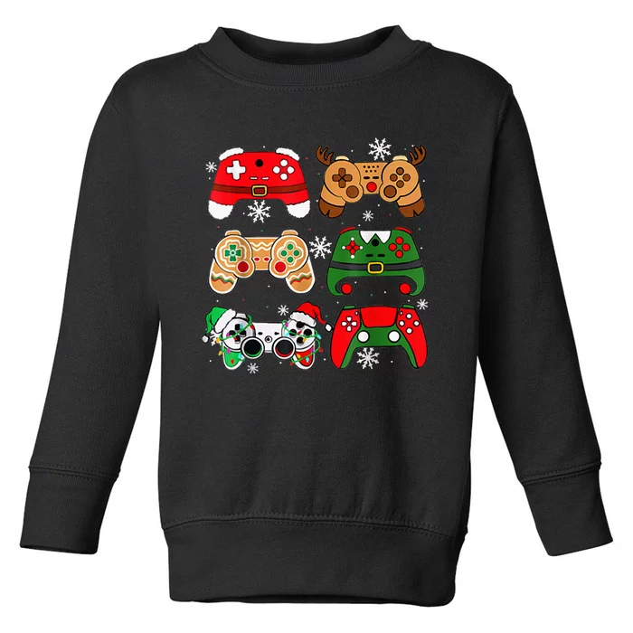 Christmas Santa Elf Gaming Controllers Gamer Toddler Sweatshirt