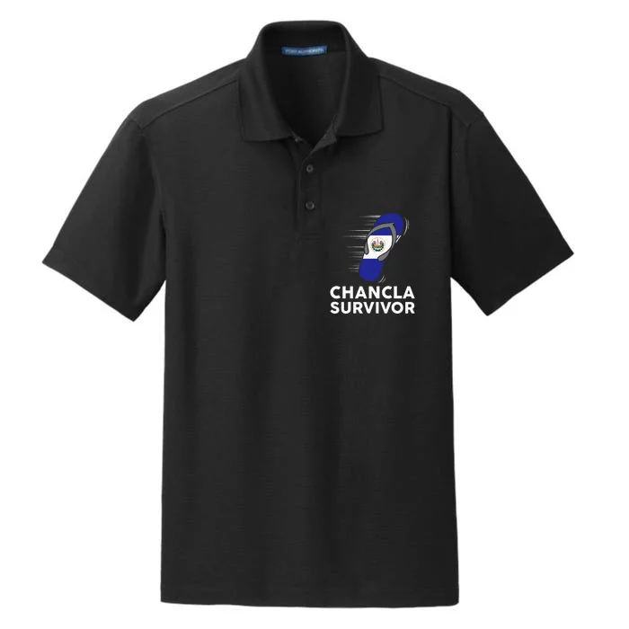 Chancla Survivor El Salvador Funny Salvadoran Flag Spanish Dry Zone Grid Performance Polo