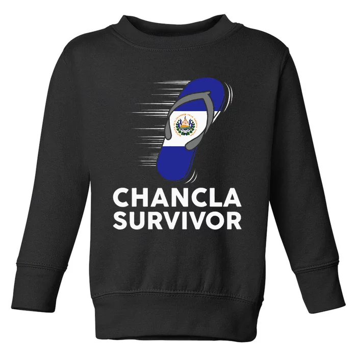 Chancla Survivor El Salvador Funny Salvadoran Flag Spanish Toddler Sweatshirt