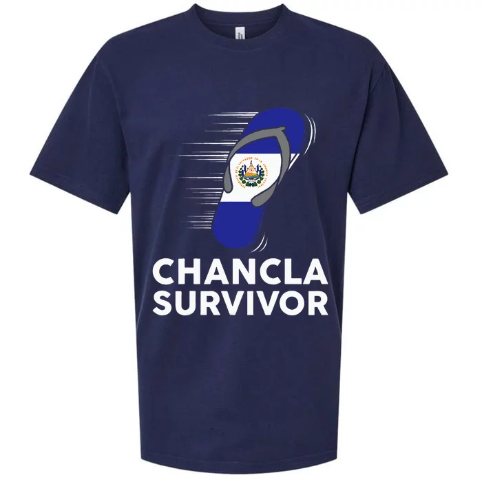 Chancla Survivor El Salvador Funny Salvadoran Flag Spanish Sueded Cloud Jersey T-Shirt