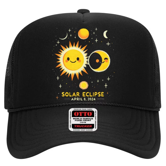 Cute Solar Eclipse April 8 2024 Event Gift High Crown Mesh Trucker Hat