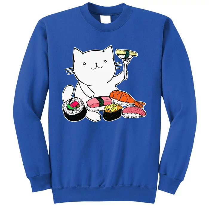 Cute Sushi Eating Cat Funny Animal Pet Tall Sweatshirt