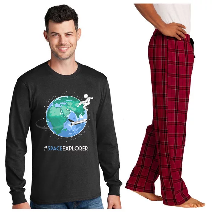 Cool Space Explorer Shuttle Astronaut Earth Cute Gift Long Sleeve Pajama Set