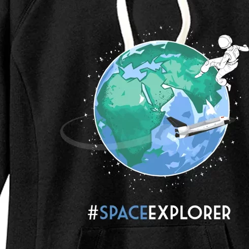 Cool Space Explorer Shuttle Astronaut Earth Cute Gift Women's Fleece Hoodie