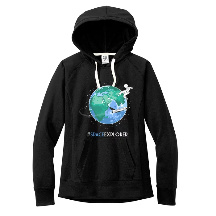 Cool Space Explorer Shuttle Astronaut Earth Cute Gift Women's Fleece Hoodie