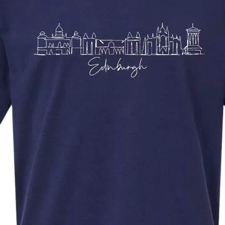 City Skyline Edinburgh Scotland Sueded Cloud Jersey T-Shirt