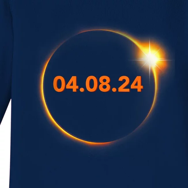 Cool Solar Eclipse 2024 Baby Long Sleeve Bodysuit