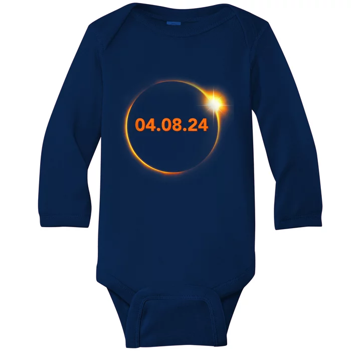 Cool Solar Eclipse 2024 Baby Long Sleeve Bodysuit