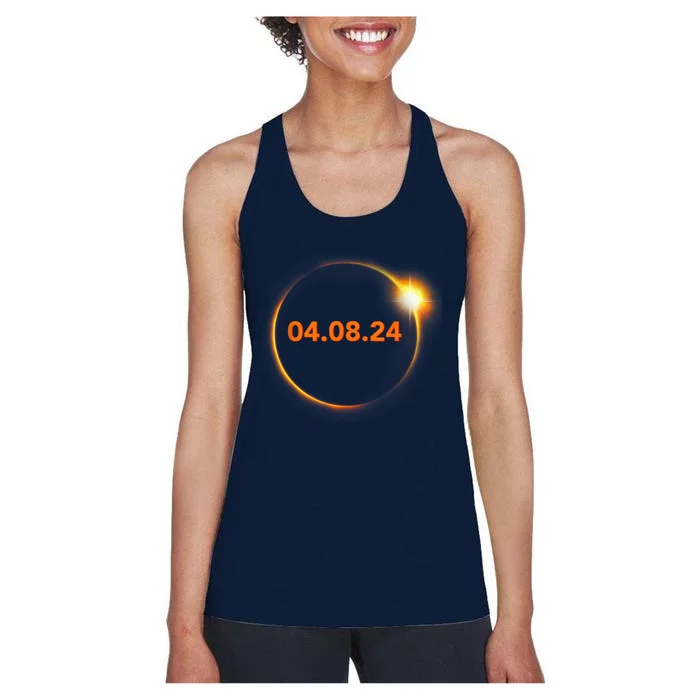 Cool Solar Eclipse 2024 Women's Racerback Tank