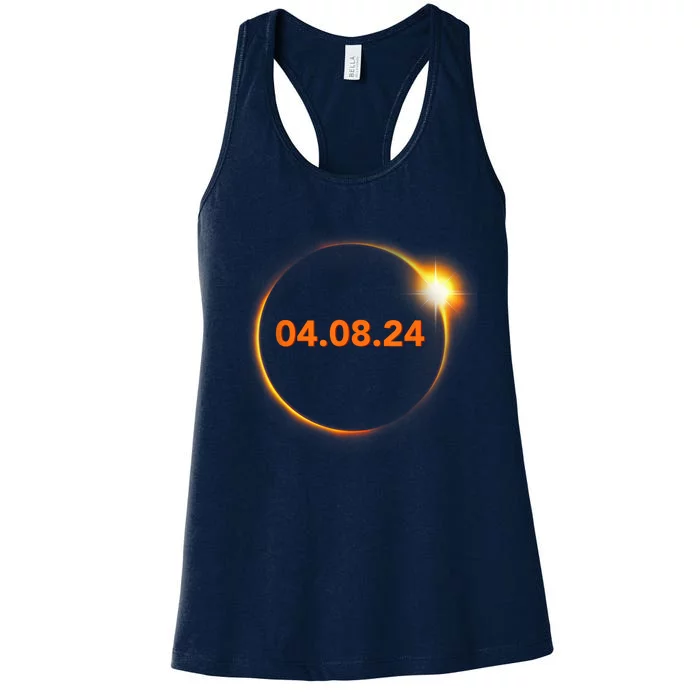 Cool Solar Eclipse 2024 Women's Racerback Tank