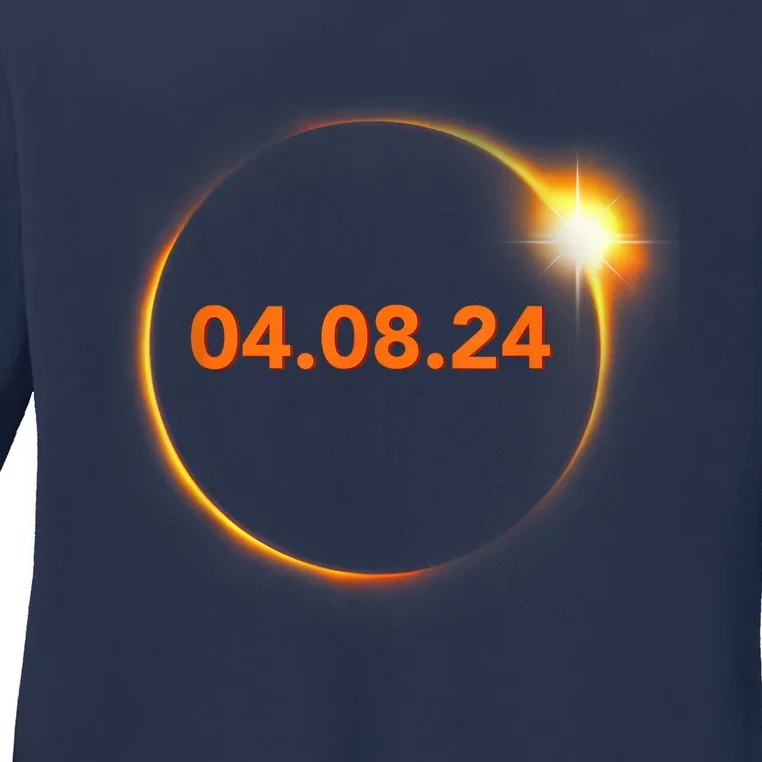 Cool Solar Eclipse 2024 Ladies Long Sleeve Shirt