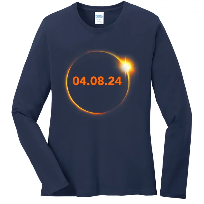 Cool Solar Eclipse 2024 Ladies Long Sleeve Shirt