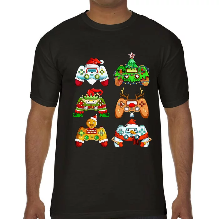 Christmas Santa Elf Gaming Controllers Gamer Xmas Comfort Colors T-Shirt