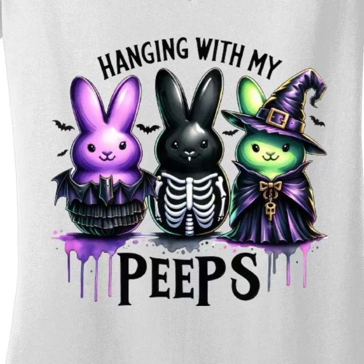 Cute Spooky Easter Bunny Clipart Easter Peeps Halloween Women's V-Neck T-Shirt