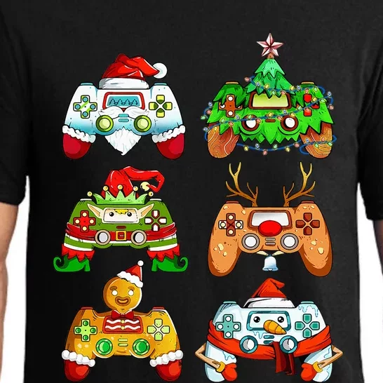 Christmas Santa Elf Gaming Controllers Snowman Pajama Set