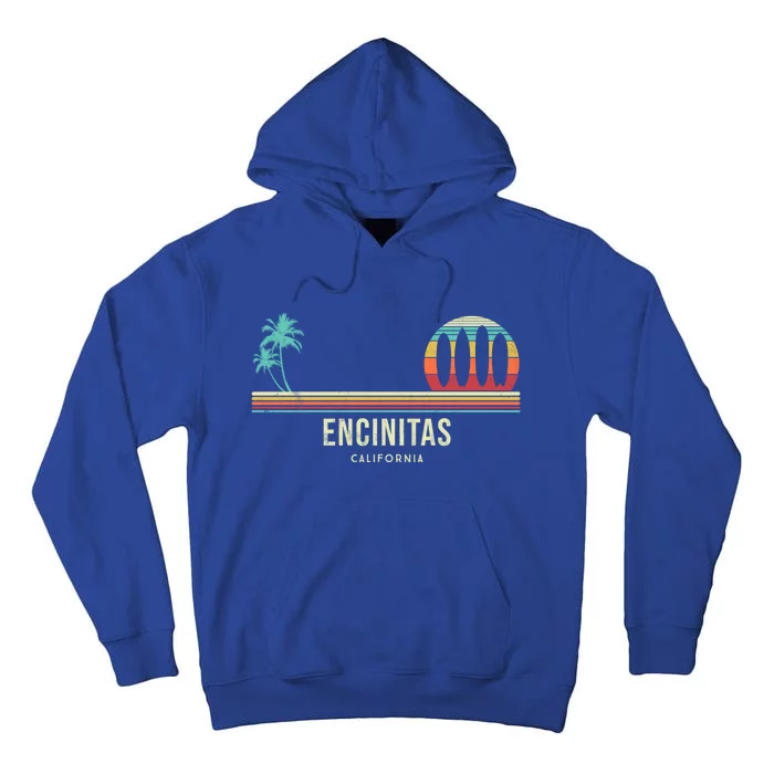 California Surf Encinitas Vintage Surf Board Surfer Meaningful Gift Tall Hoodie