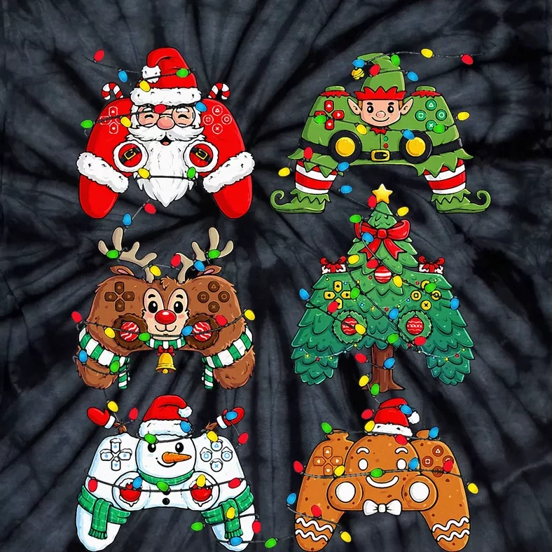 Christmas Santa Elf Lights Gaming Controllers Xmas Tie-Dye T-Shirt