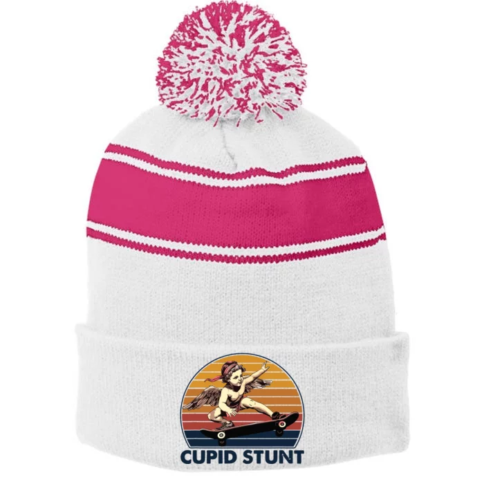 Cupid Stunt Embarrassing Stripe Pom Pom Beanie