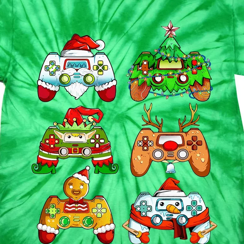 Christmas Santa Elf Gaming Controllers Snowman Tie-Dye T-Shirt