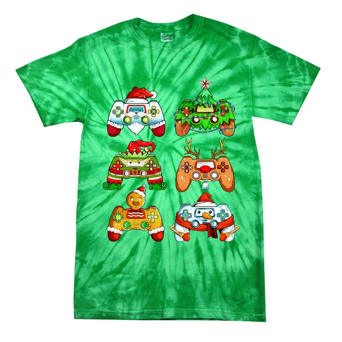 Christmas Santa Elf Gaming Controllers Snowman Tie-Dye T-Shirt