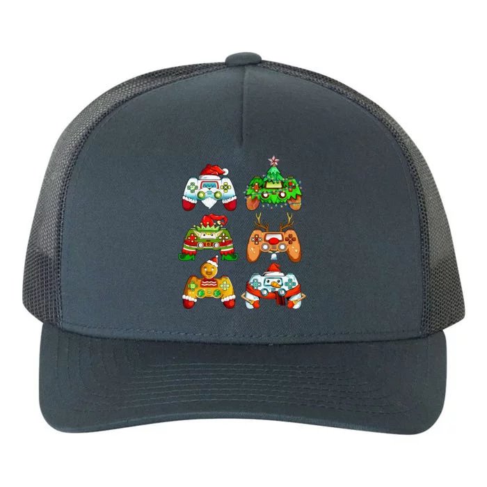 Christmas Santa Elf Gaming Controllers Snowman Yupoong Adult 5-Panel Trucker Hat