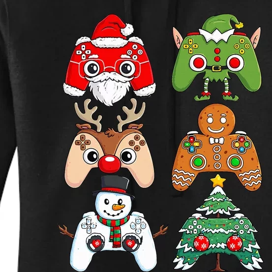 Christmas Santa Elf Gaming Controllers Funny Xmas Women's Pullover Hoodie