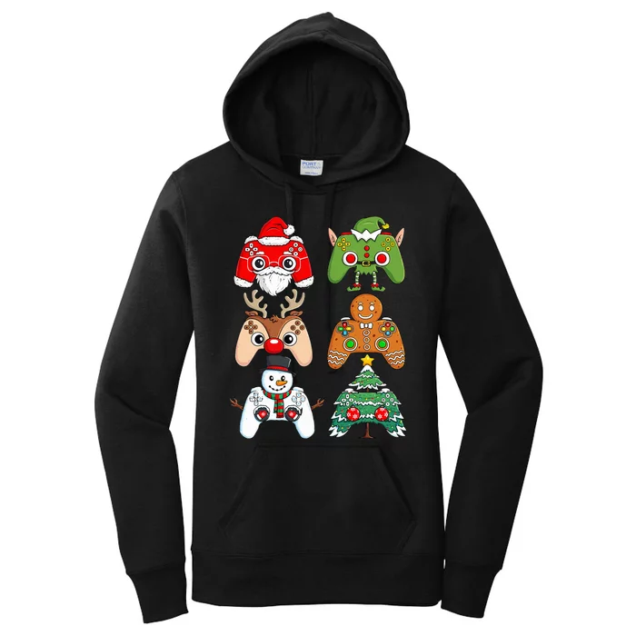 Christmas Santa Elf Gaming Controllers Funny Xmas Women's Pullover Hoodie