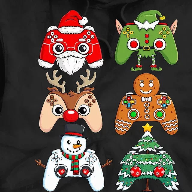 Christmas Santa Elf Gaming Controllers Funny Xmas Tie Dye Hoodie