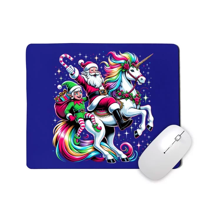 Christmas Santa Elf Riding Unicorn Xmas Gift Mousepad