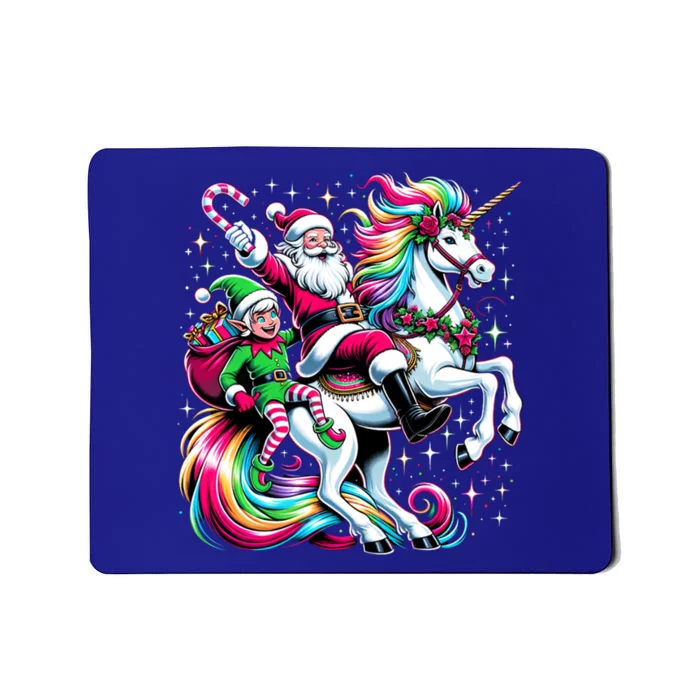 Christmas Santa Elf Riding Unicorn Xmas Gift Mousepad