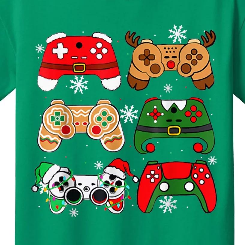 Christmas Santa Elf Gaming Controllers Gamer Xmas Kids T-Shirt