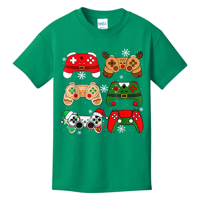 Christmas Santa Elf Gaming Controllers Gamer Xmas Kids T-Shirt