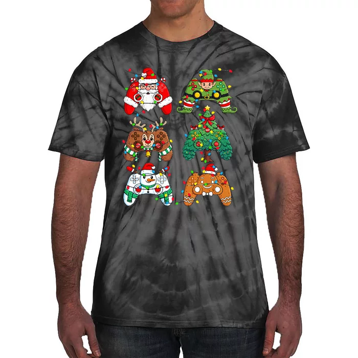 Christmas Santa Elf Lights Gaming Controllers Xmas Tie-Dye T-Shirt