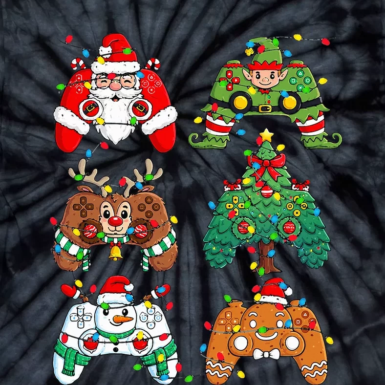 Christmas Santa Elf Lights Gaming Controllers Xmas Tie-Dye T-Shirt