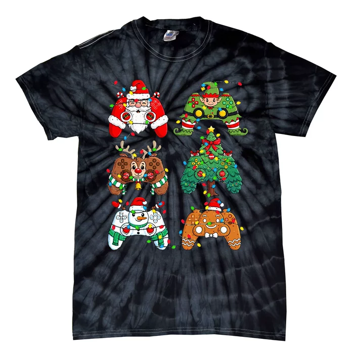 Christmas Santa Elf Lights Gaming Controllers Xmas Tie-Dye T-Shirt