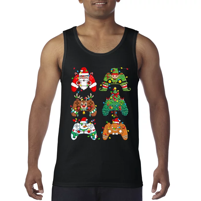 Christmas Santa Elf Lights Gaming Controllers Xmas Tank Top