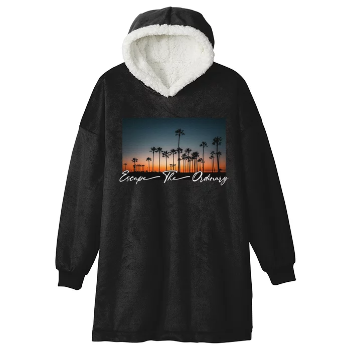 Cute Summer Escape Palm Trees Sunset Vibes Hooded Wearable Blanket